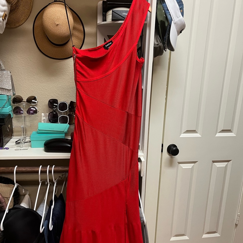 Bebe red stretchy maxi dress